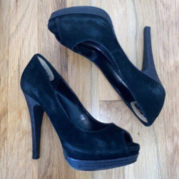 Steve Madden Black Peep Toe Heels - Picture 1 of 4